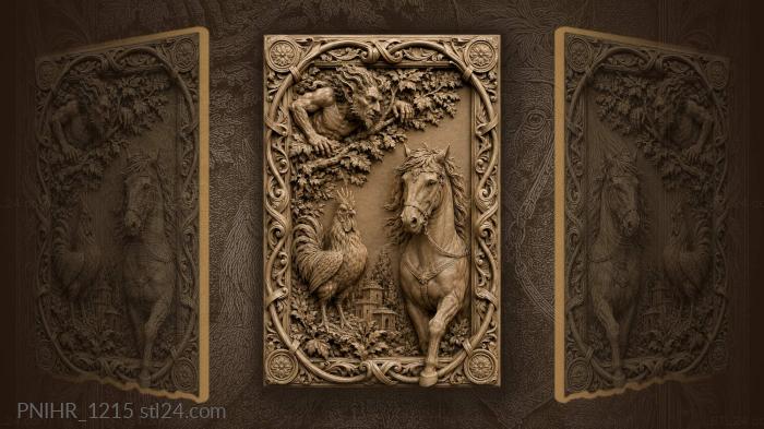 Mythical beast rooster and horse 3d STL model