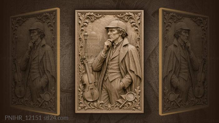 Hand to chin against city rooftops · Sherlock Holmes 3d STL model