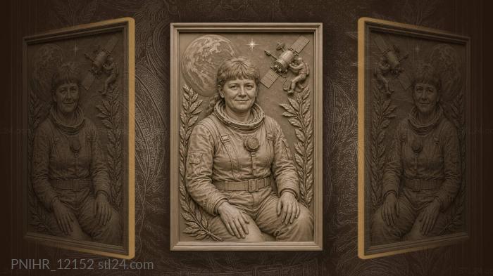 Savitskaya cosmonaut portrait earth star 3d STL model