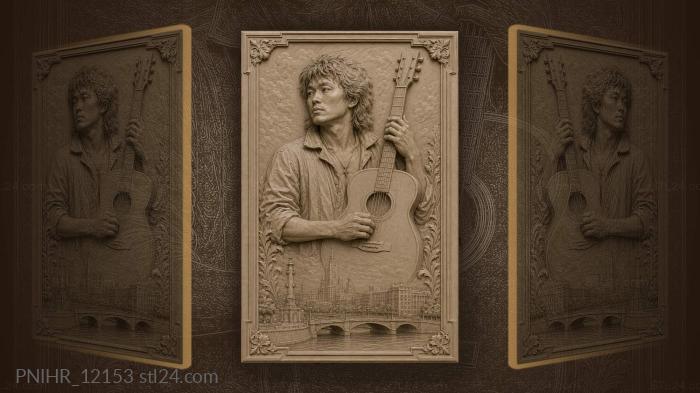 Tsoi with guitar city skyline 3d STL model