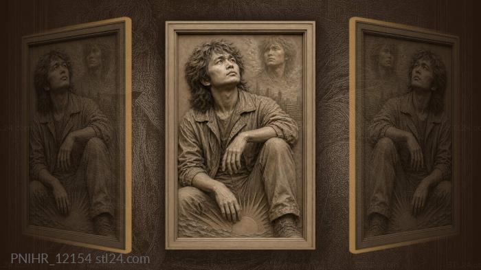 Tsoi portrait with echoing image sunburst 3d STL model