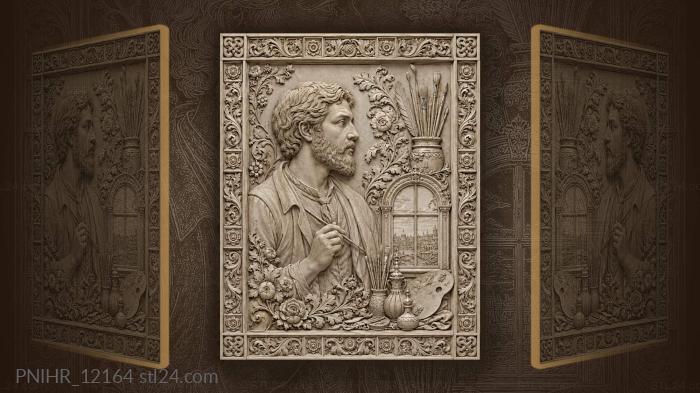 Rembrandt van Rijn with a brush by the window 3d STL model