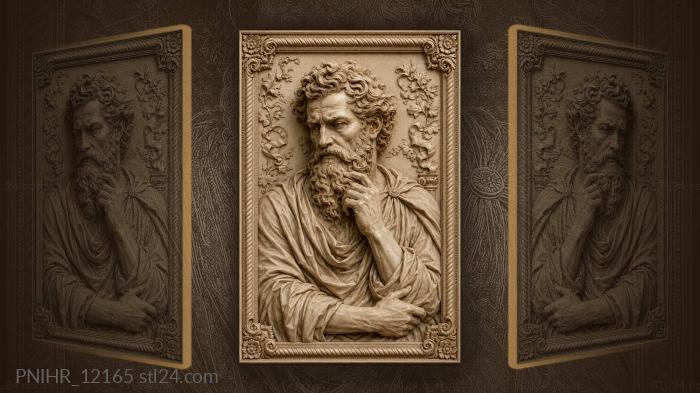 Socrates in a philosophers thoughtful pose 3d STL model