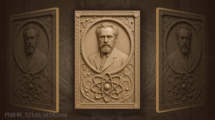 Man with atom and circles · Johannes Brahms 3d STL model