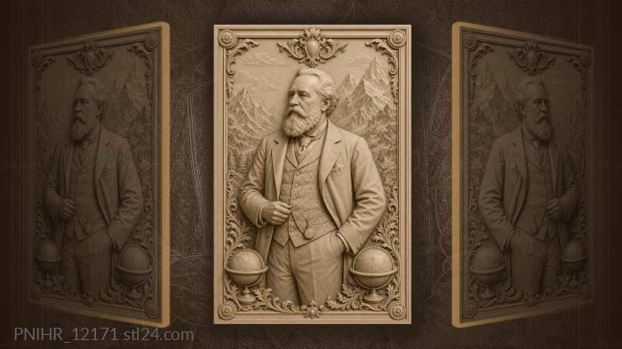 Gentleman with globes and mountains 3d STL model