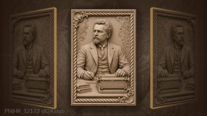 Typewriter on the clerk writing desk · Nikola Tesla 3d STL model