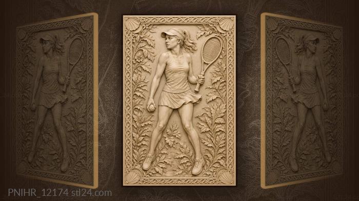 Tennis player with ball and foliage 3d STL model