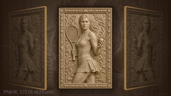 Sharapova tennis star floral frame 3d STL model