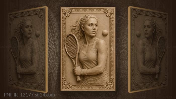 Tennis player with racket and ball 3d STL model
