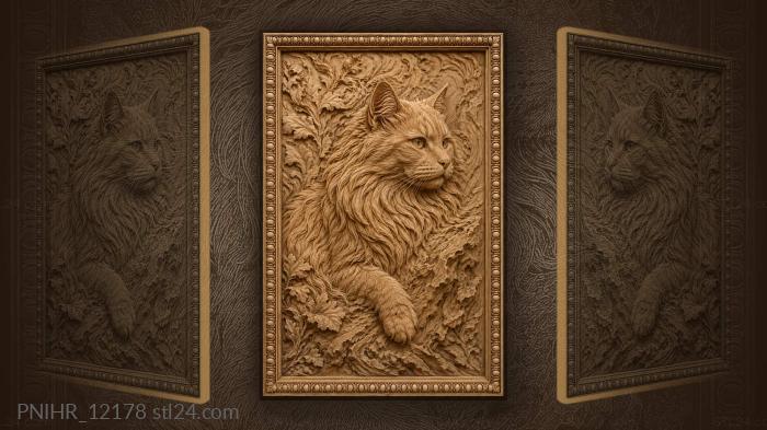 Ginger cat among swirling leaves 3d STL model
