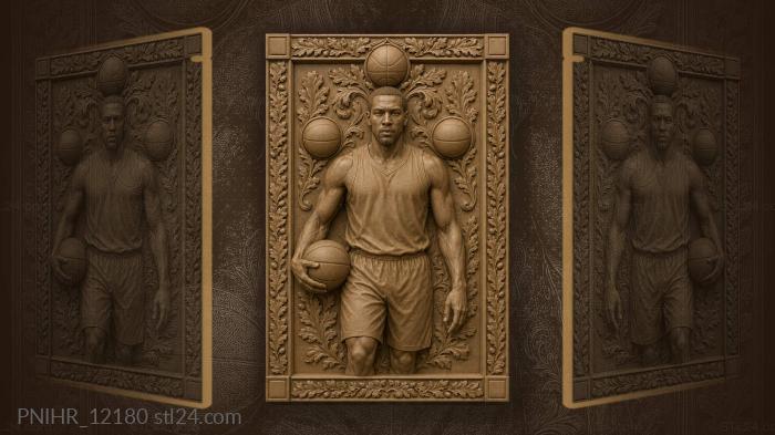 Basketball player with floating balls 3d STL model