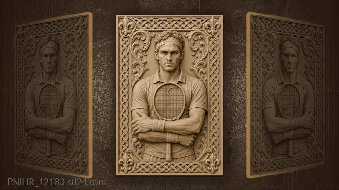 Tennis player celtic ribbon portrait 3d STL model