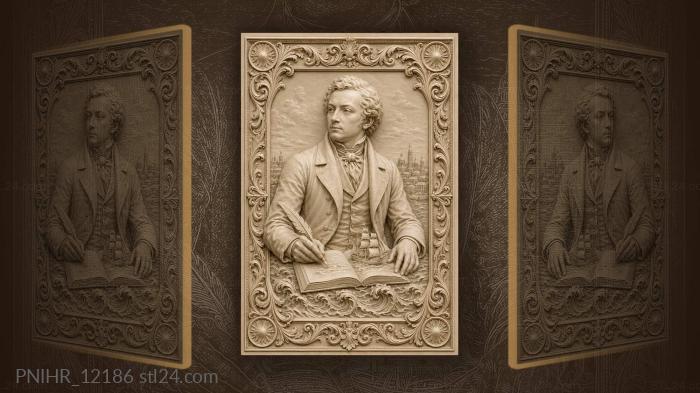 Gentleman with pen and sailboat 3d STL model