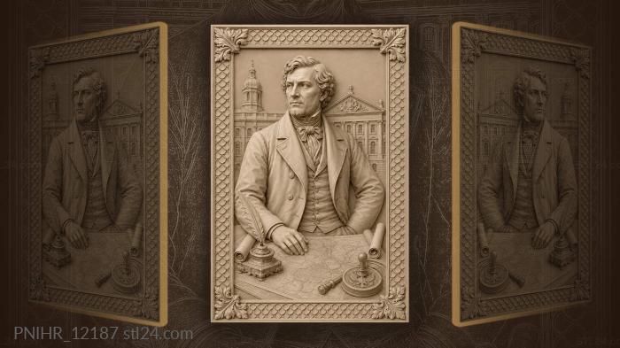 Cartographer spreading his map and seal 3d STL model