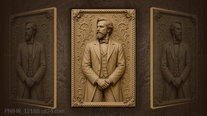 Nobleman clasps hands within acanthus scrolls 3d STL model