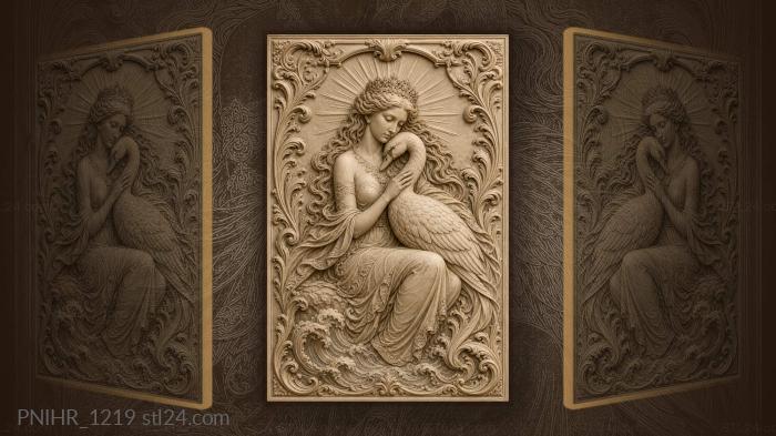 Swan embrace sun goddess beauty 3d STL model