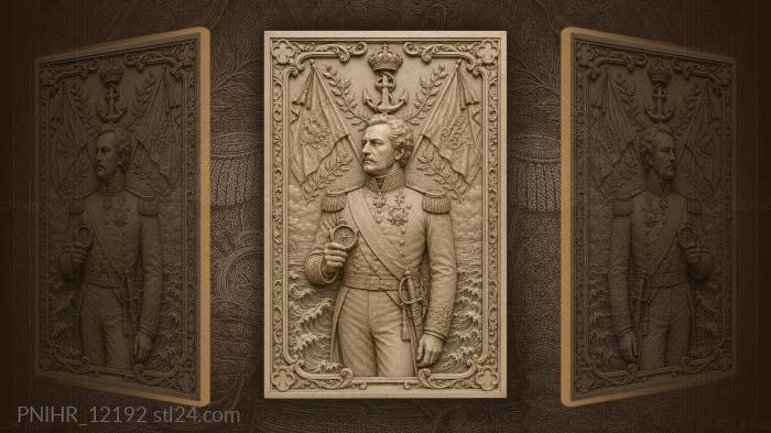 Officer with compass beneath crowned anchor 3d STL model