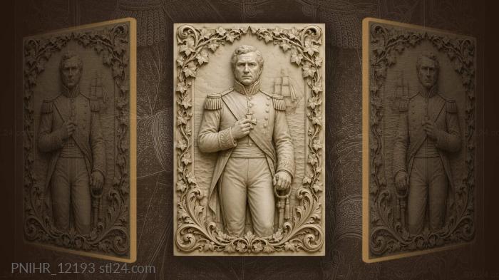 Naval officer with distant ship 3d STL model