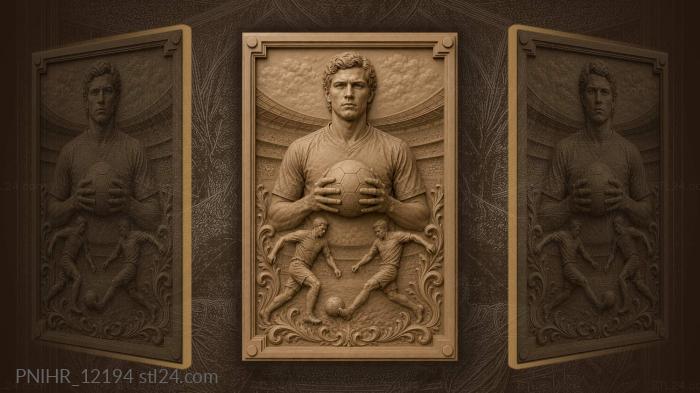 Football player portrait with dynamic action 3d STL model