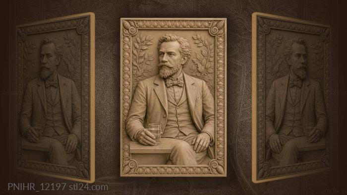 Gentleman with glass and lotus frame 3d STL model