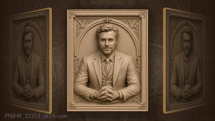 Smiling man in suit clasping hands 3d STL model