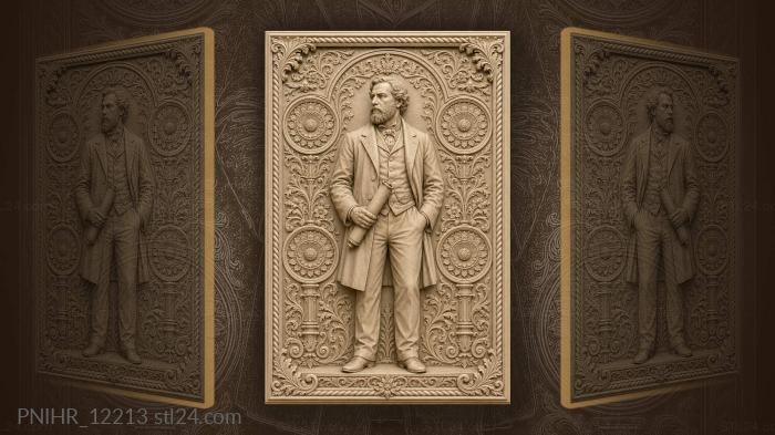 Dignitary presents a scroll among emblems 3d STL model