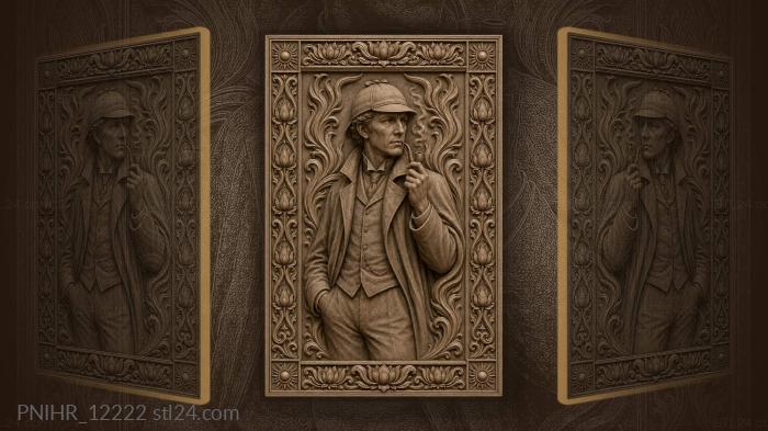 Sherlock Holmes with a pipe and deerstalker 3d STL model
