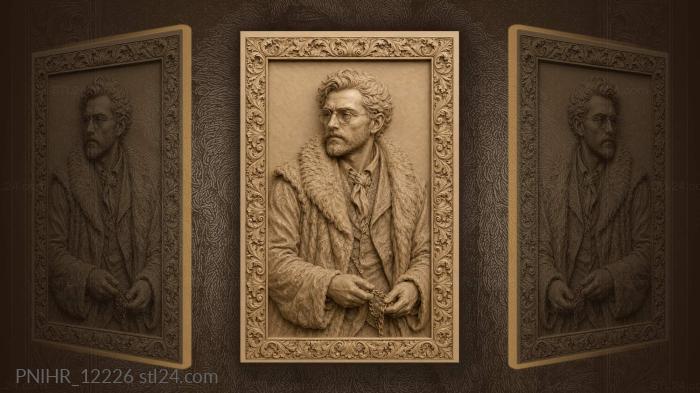 Pavel Tretyakov in a fur coat with a chain 3d STL model