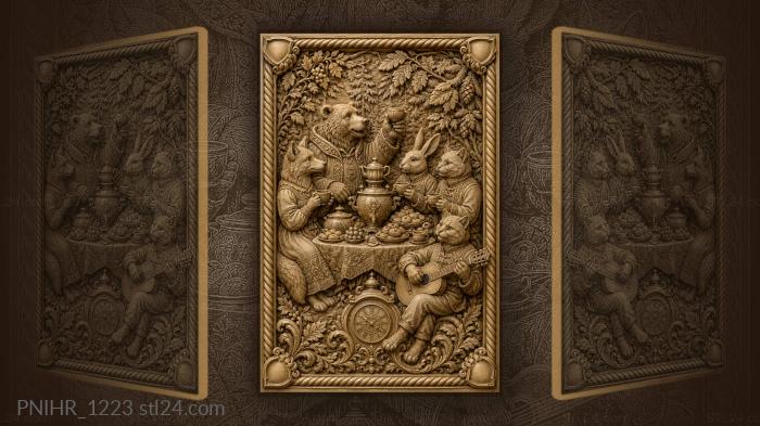 Animal feast joyful table gathering 3d STL model