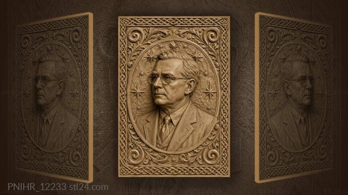 Dmitri Shostakovich within a circle of stars 3d STL model