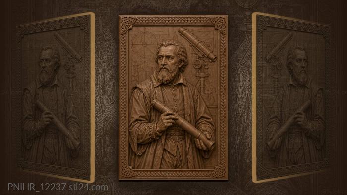 Galileo Galilei with a spyglass 3d STL model