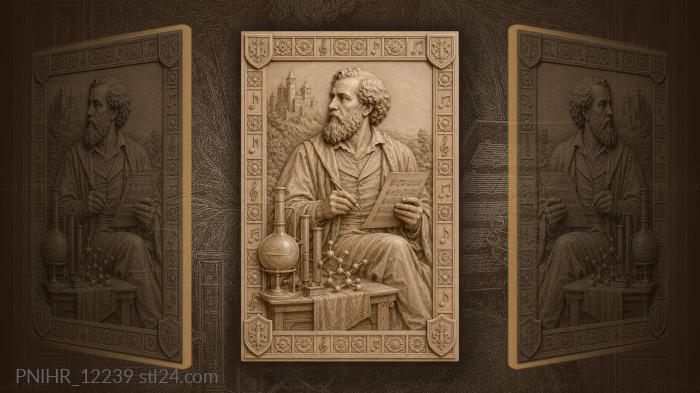 Alexander Borodin with sheet music and flasks 3d STL model