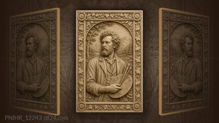 Ilya Repin with a palette by the mountains 3d STL model
