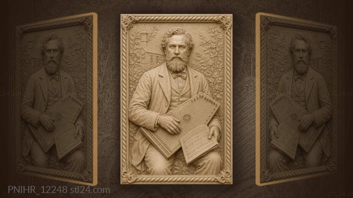 Modest Mussorgsky with a zither by the church 3d STL model