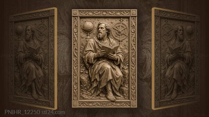Claudius Ptolemy with a book and globe 3d STL model