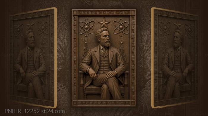 Alexander Popov with radio towers and an atom · Nikola Tesla 3d STL model