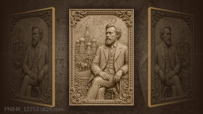 Pyotr Tchaikovsky before Saint Basils Cathedral · Modest Mussorgsky 3d STL model