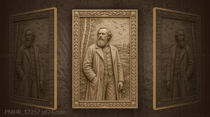 Ivan Shishkin among birches and birds 3d STL model