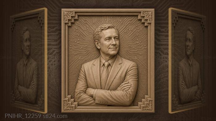 Man in suit against circuit board background 3d STL model
