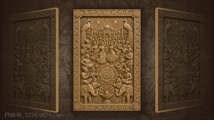 Diwali festival with elephants and peacocks 3d STL model