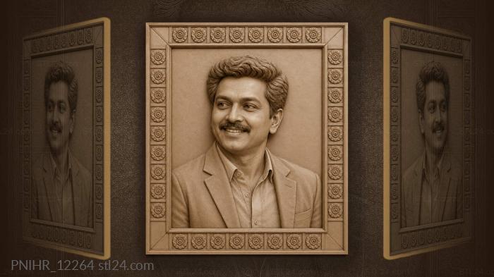 Aamir Khan with a mustache and a smile 3d STL model