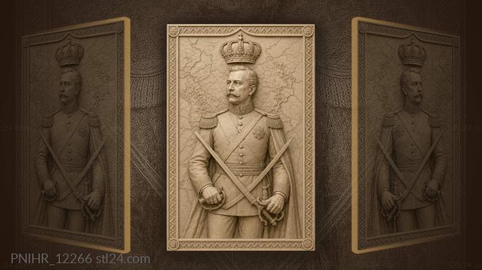 Kaiser Wilhelm II with blades over a map 3d STL model