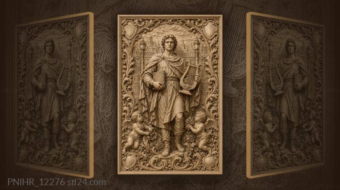 Lyre and book above the street lamps 3d STL model