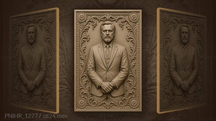 Dignitary folds hands within acanthus scrolls 3d STL model