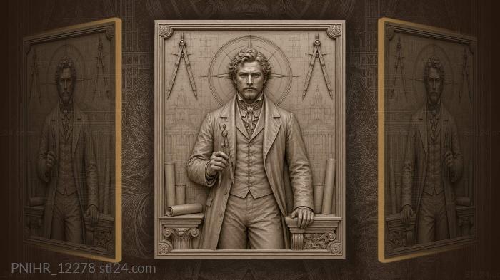 Architect with tools and blueprints 3d STL model