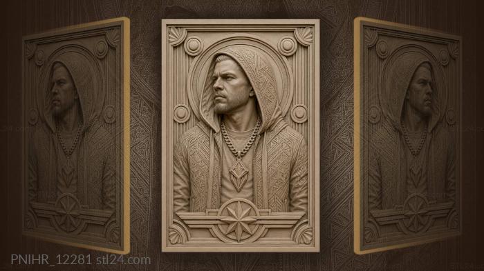 Hooded man with geometric patterns 3d STL model