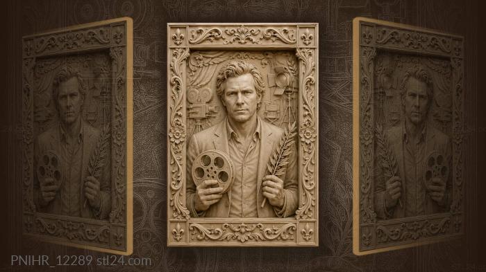 Man holding film reel and laurel branch 3d STL model