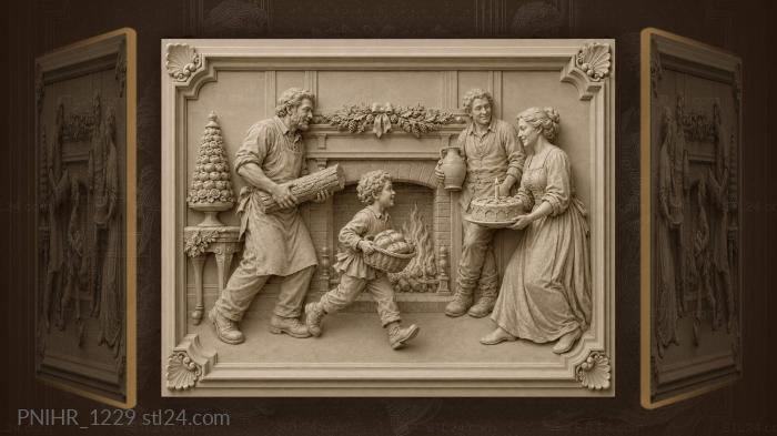 Woman brings cake to the hearth 3d STL model
