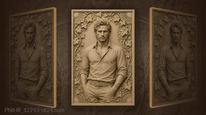 Gerard Butler amid ivy leaves 3d STL model