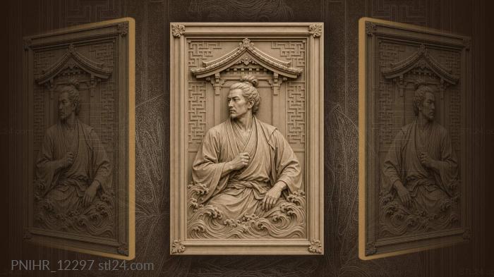 Miyamoto Musashi beneath a temple roof 3d STL model